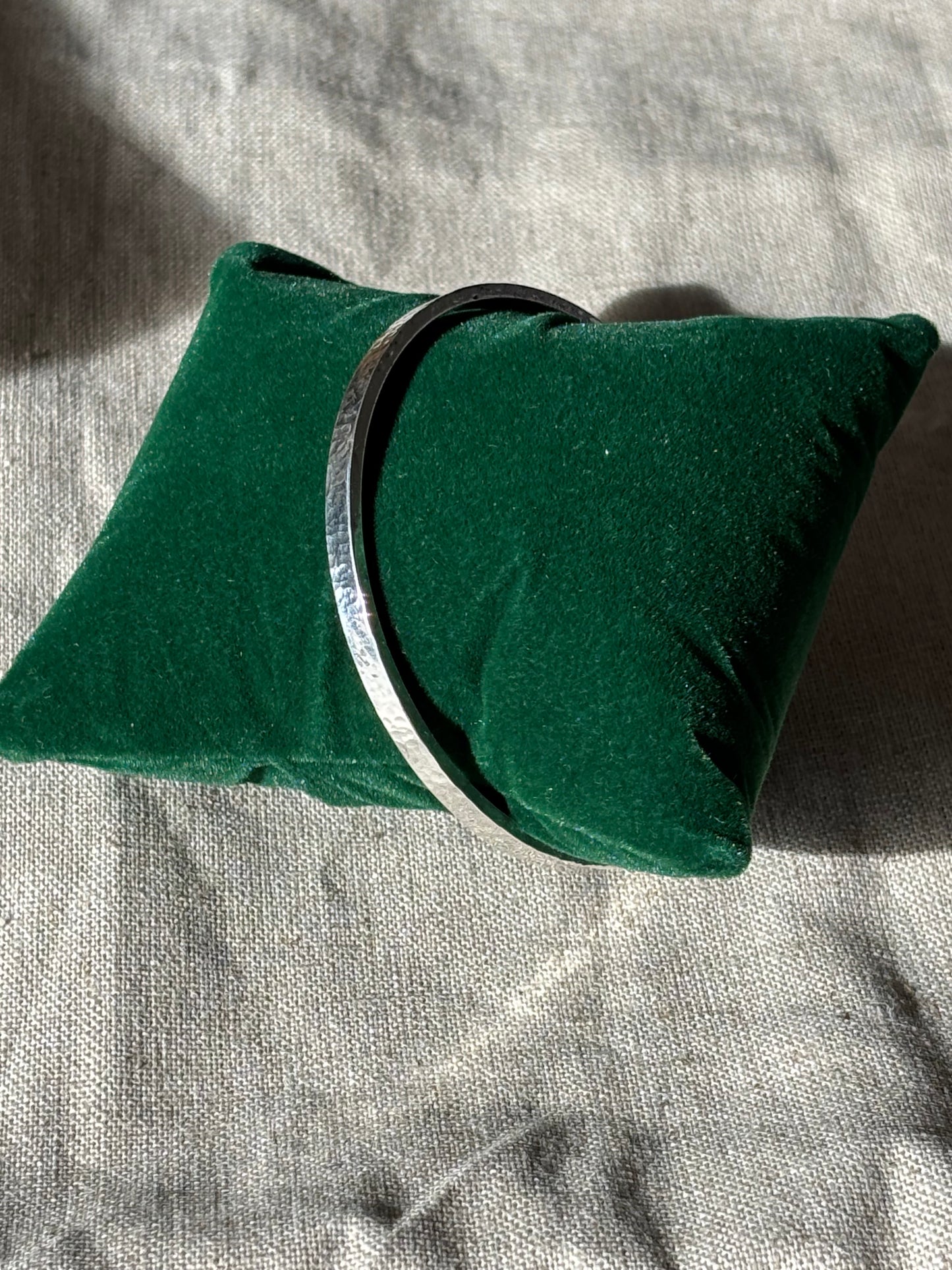 Hammered Rectangular Silver Bangle (made to order)