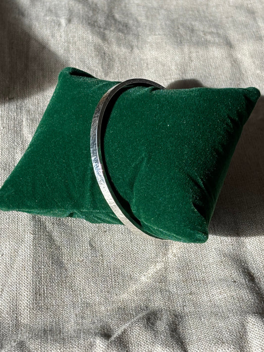 Hammered Rectangular Silver Bangle (made to order)
