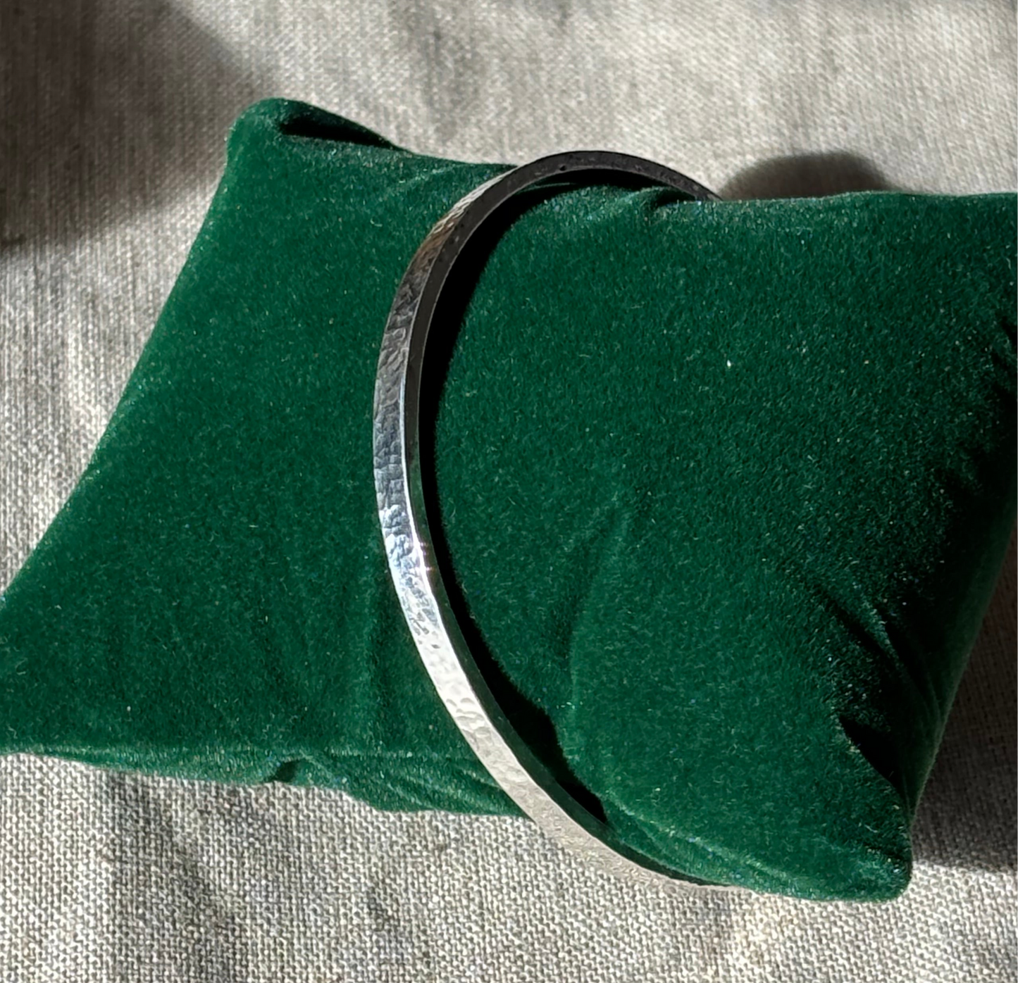 Hammered Rectangular Silver Bangle (made to order)