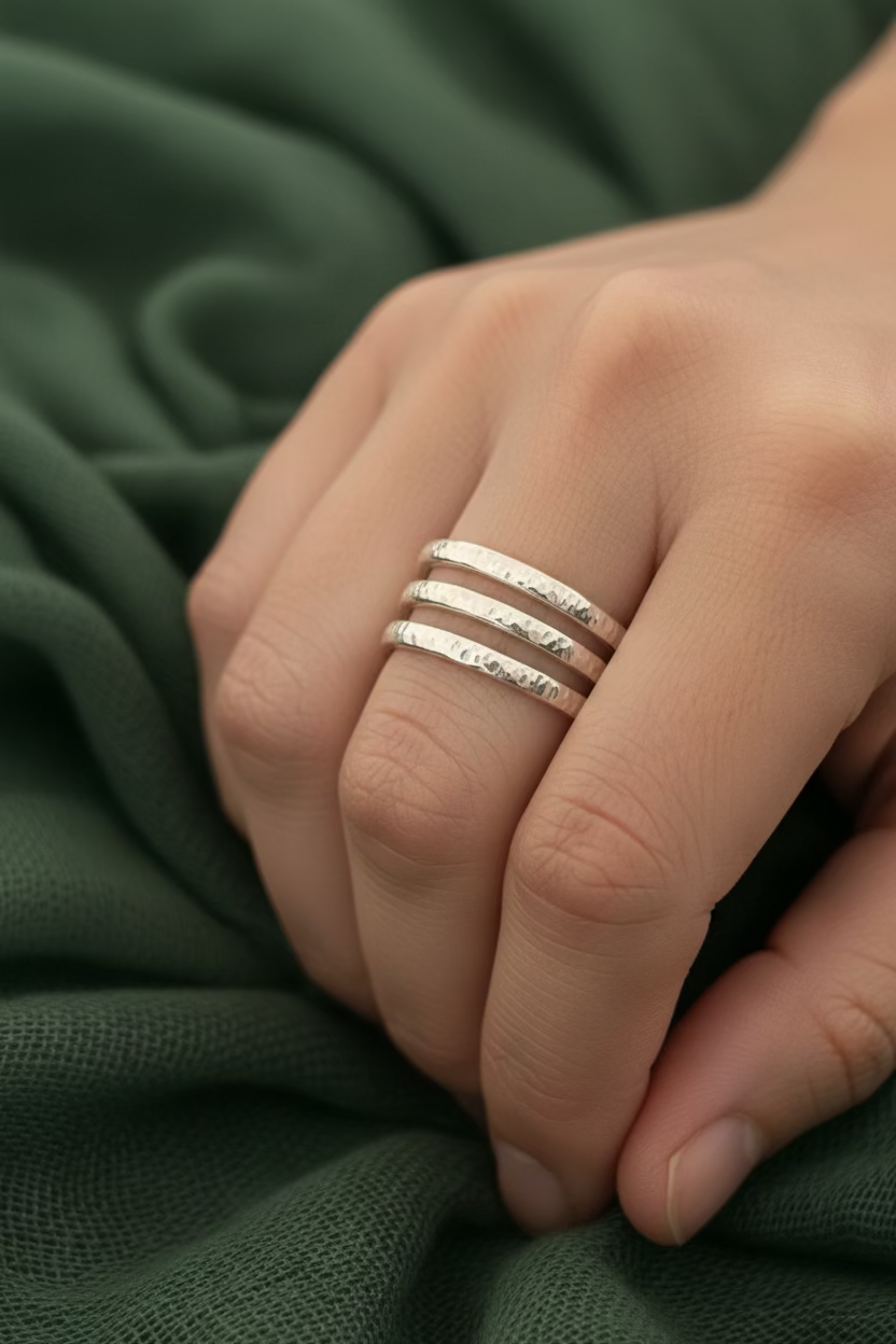 Hammered stacking ring